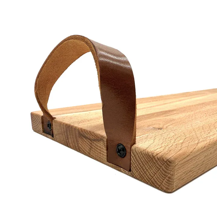 Personalized Drinks Board with Leather Handles Made of Beech Wood - With Name or Logo - Image 3